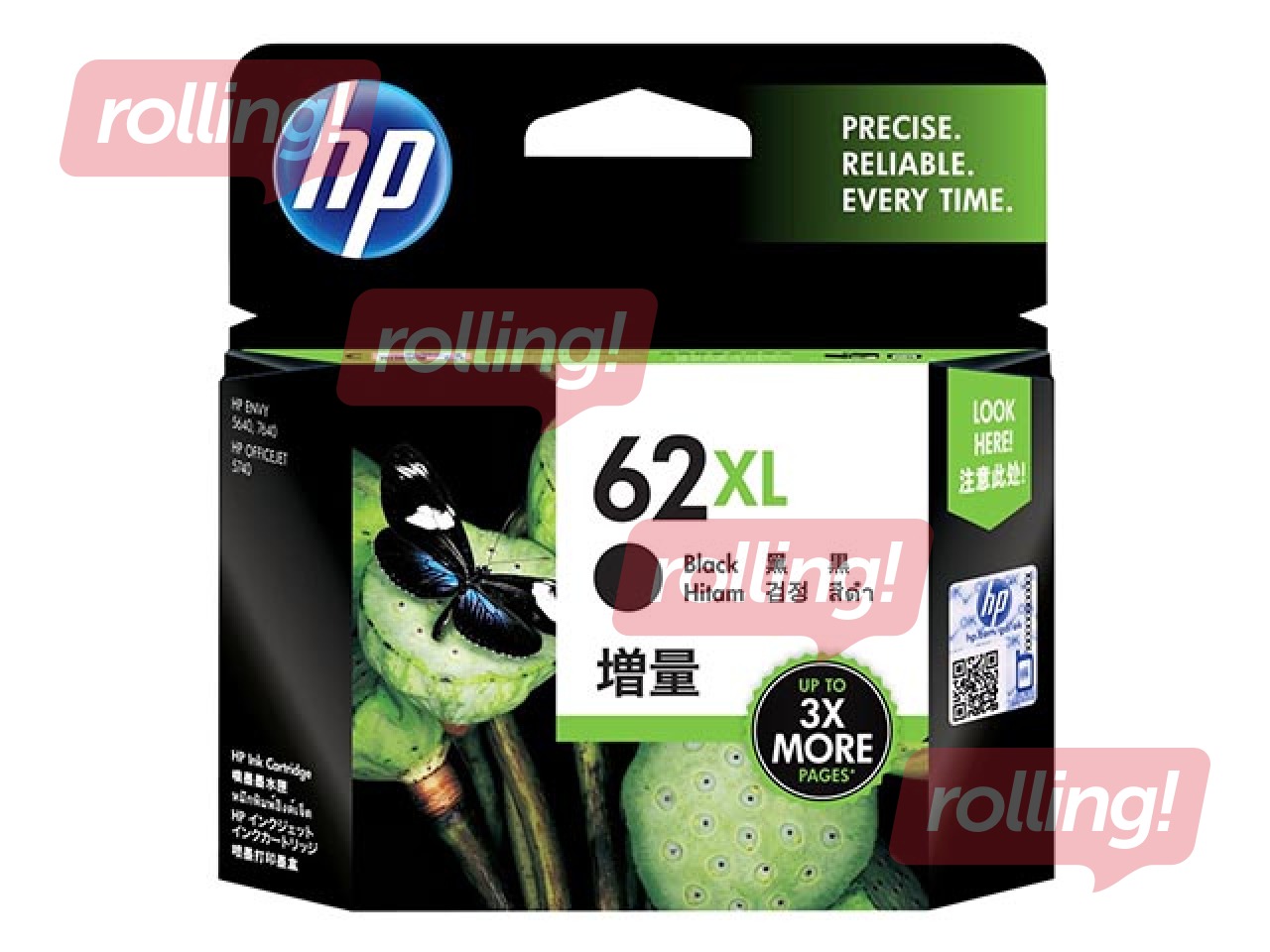 Tindikassett HP 62XL, must