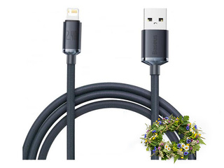 Connecting Cable Baseus Crystal Shine USB - Lightning, 2.4A, 2m, black + Midsummer gift!