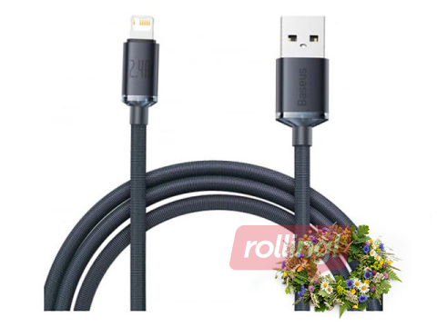 Ühendusjuhe Baseus Crystal Shine USB - Lightning, 2.4A, 2m, must + Jaanipäeva kingitus!
