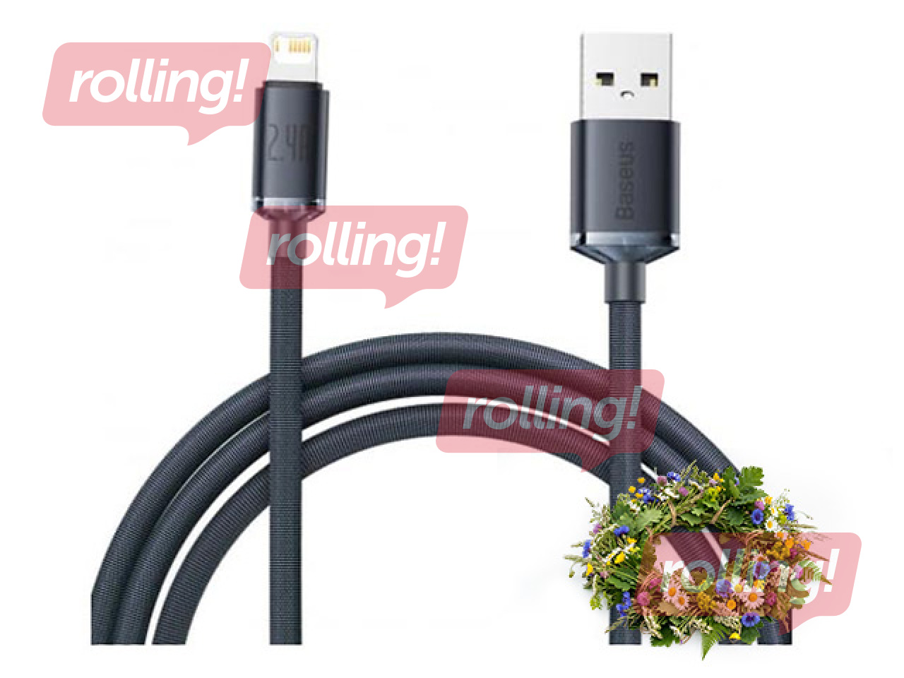 Ühendusjuhe Baseus Crystal Shine USB - Lightning, 2.4A, 2m, must + Jaanipäeva kingitus!