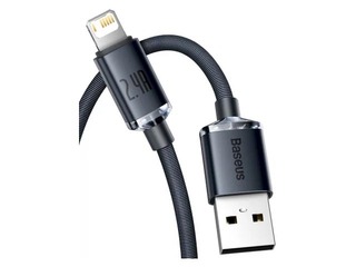 Ühendusjuhe Baseus Crystal Shine USB - Lightning, 2.4A, 2m, must + Jaanipäeva kingitus!