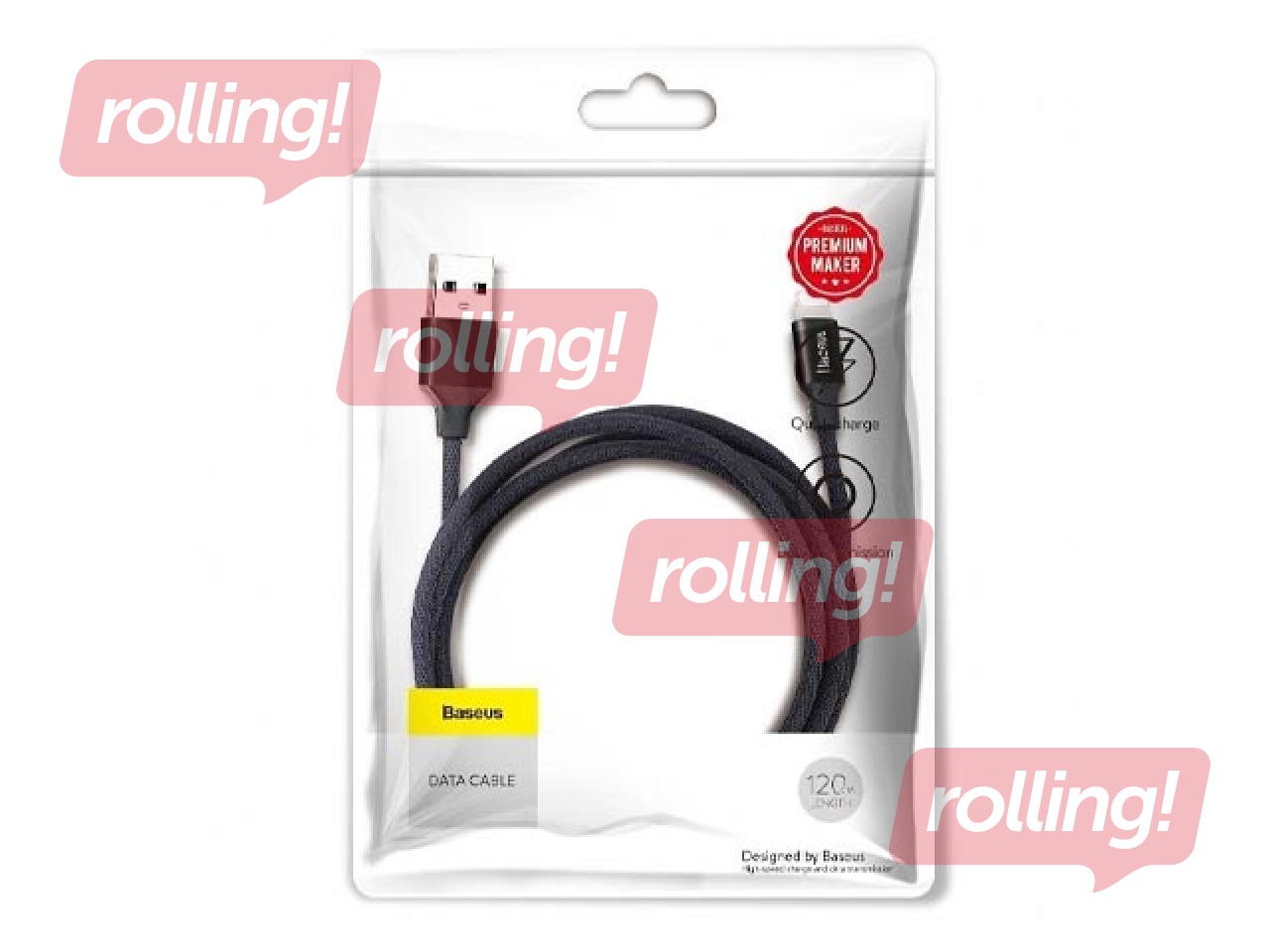 Savienotājvads  Baseus Yiven USB - Lightning, 2A, 1.2m, melns