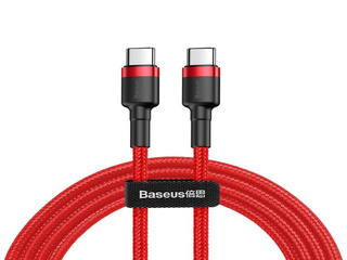 Соединительный провод Baseus Cafule Type C - Type C 60W PD 2.0 QC 3.0 1m, красный