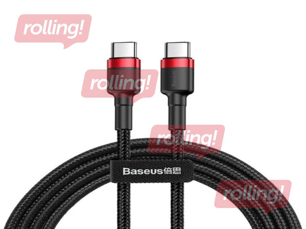 Savienotājvads Baseus Cafule Type C - Type C 60W PD 2.0 QC 3.0 1m, melns un sarkans
