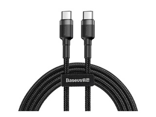 Connecting Cable Cafule Type C - Type C, 60W, PD2.0, 20V, 3A, 2m, black and grey