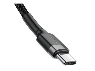 Savienotājvads Baseus Cafule Type C - Type C, 60W, 20v, 3A, 2m, melns un pelēks
