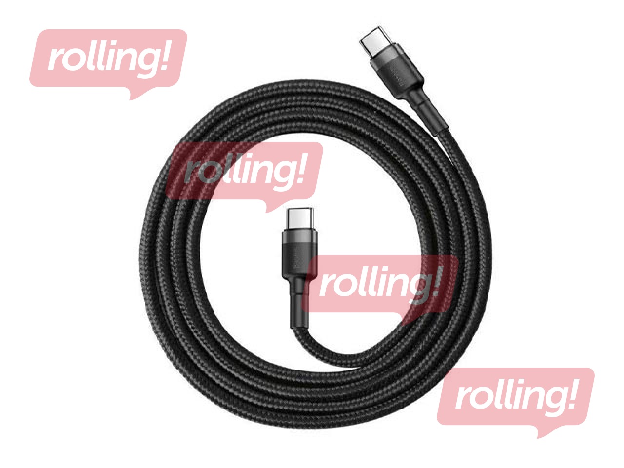 Ühendusjuhe Baseus Cafule Type C - Type C, 60W, PD2.0, 20V, 3A, 2m, must ja hall