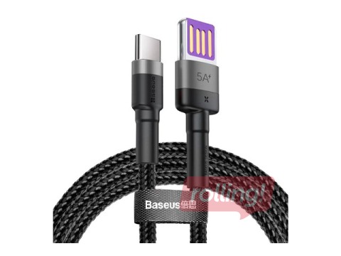 Connecting Cable Baseus Cafule USB - Type C, QC, 3.0, 5A, 1m, black and grey