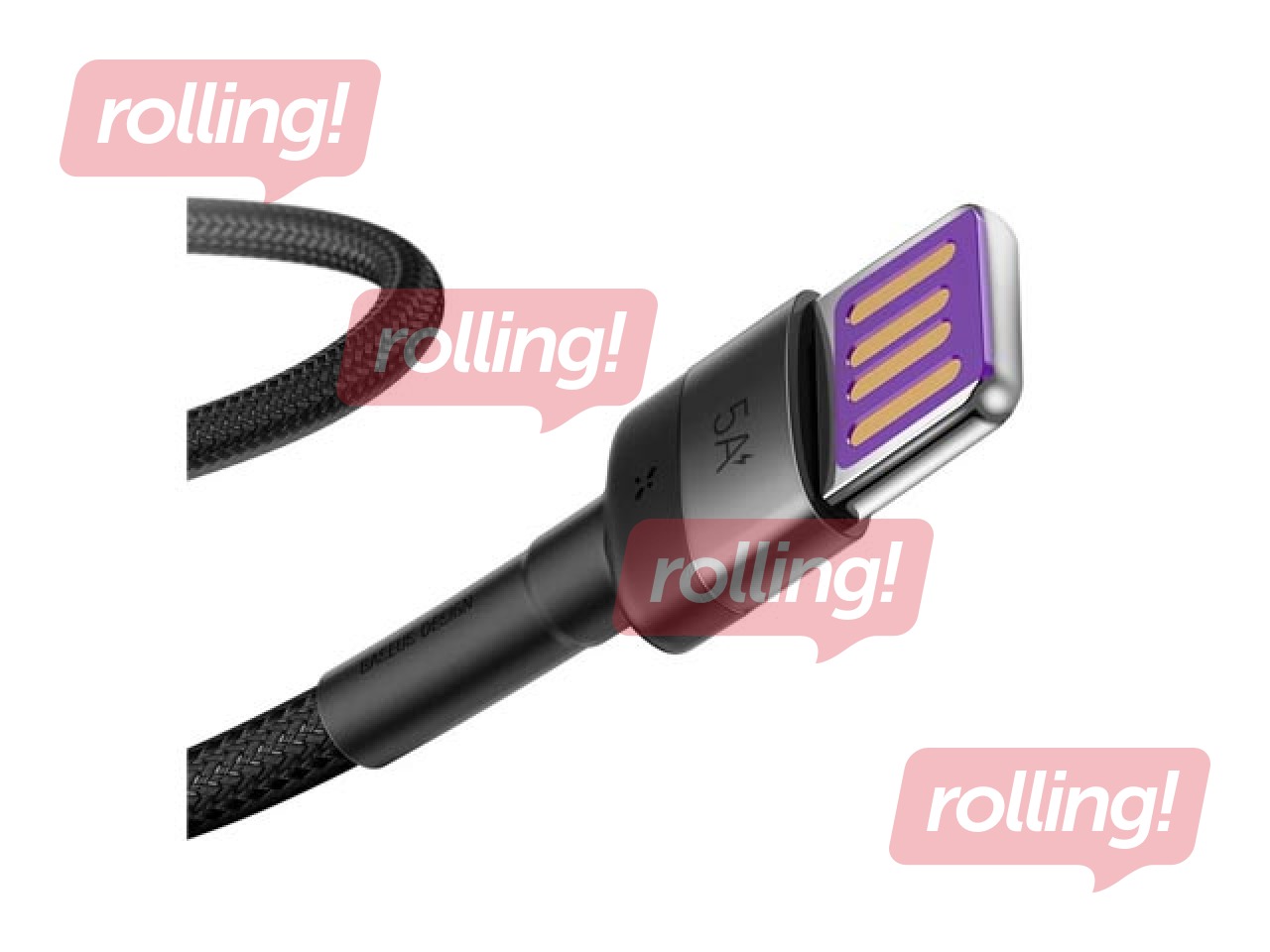 Connecting Cable Baseus Cafule USB - Type C, QC, 3.0, 5A, 1m, black and grey