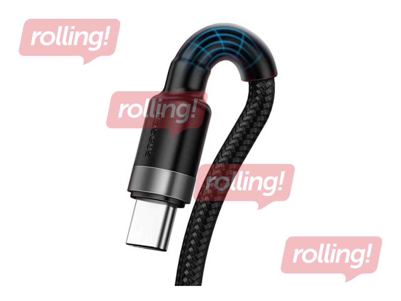 Savienotājvads Baseus Cafule USB - Type C, QC, 3.0, 5A, 1m, melns un pelēks