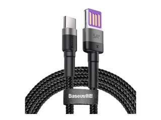 Ühendusjuhe Baseus Cafule USB -Type C, QC, 3.0, 5A, 1m, must ja hall