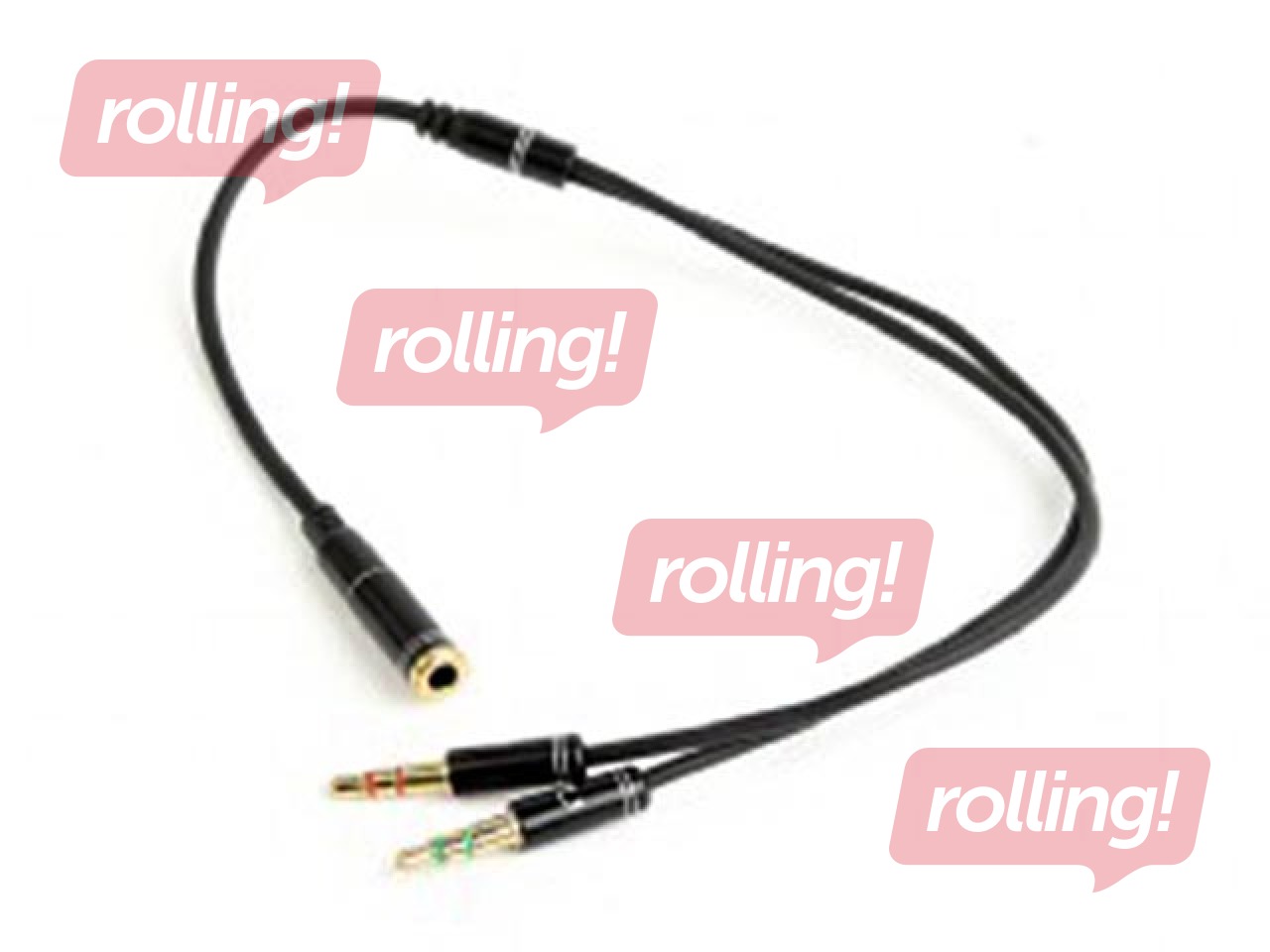 Audio kabelis Gembird 2 x 3.5mm Combo Male - 3.5mm Mic/Audio Metal, 0.2m