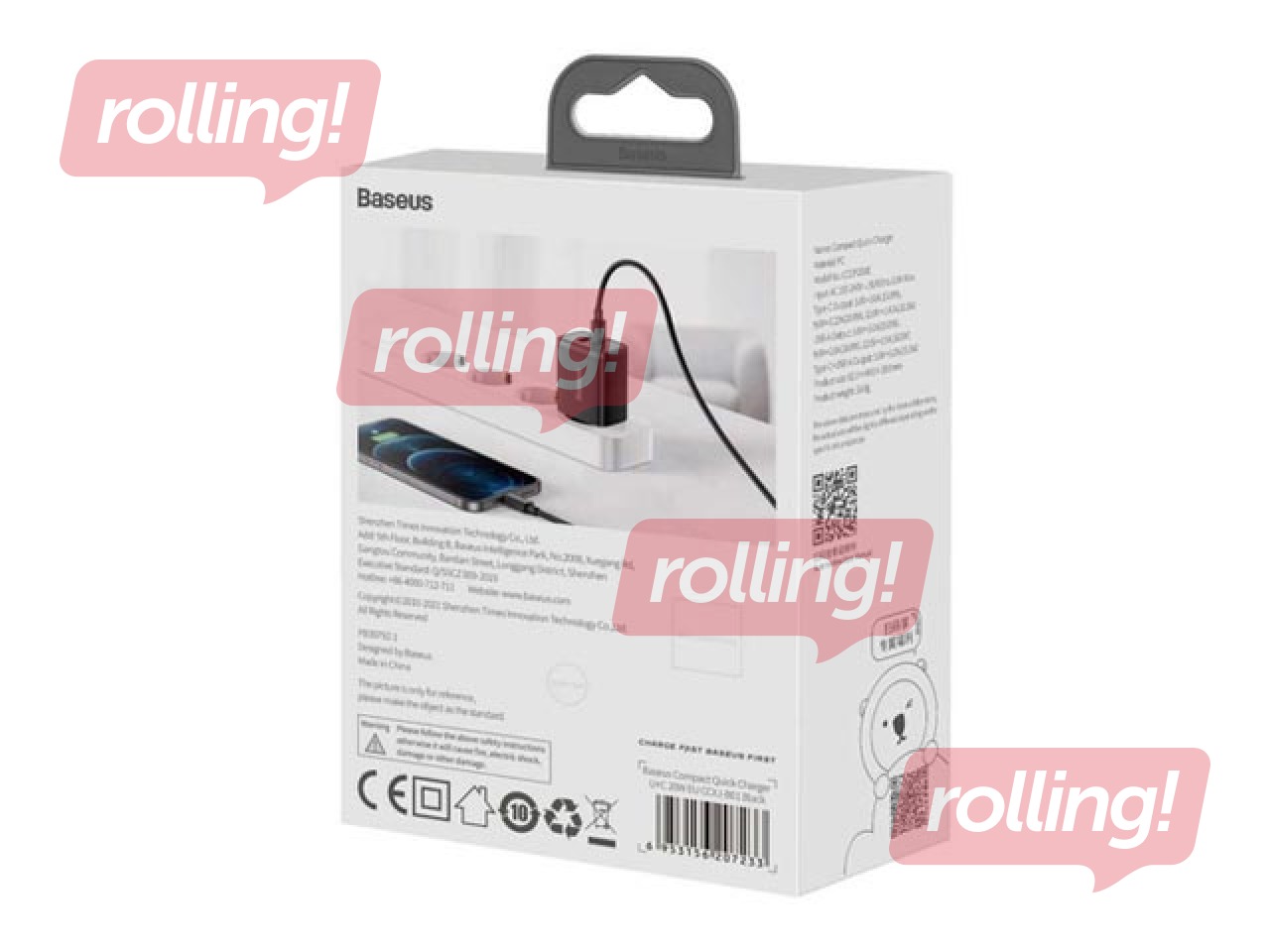 Laadija Baseus Compact Quick Type C + USB, 20W, must