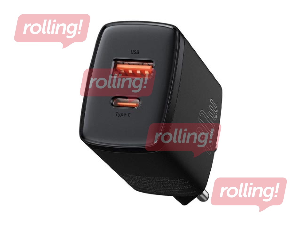 Зарядное устройство Baseus Compact Quick Type C + USB, 20 Вт, чёрное