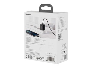 Зарядное устройство Baseus Compact Quick Type C + USB, 20 Вт, чёрное
