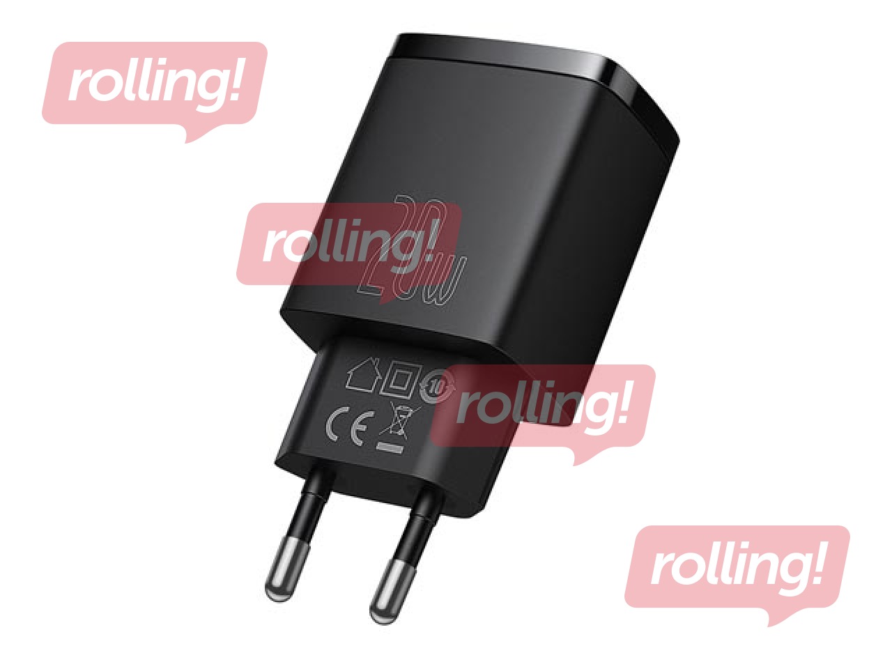 Зарядное устройство Baseus Compact Quick Type C + USB, 20 Вт, чёрное