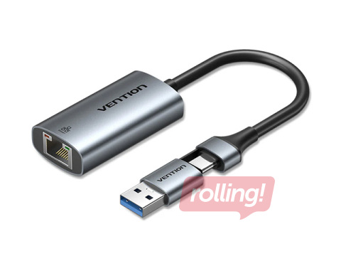 Adapter Vention USB-A + USB-C Gigabit Etherneti jaoks 0.15 m