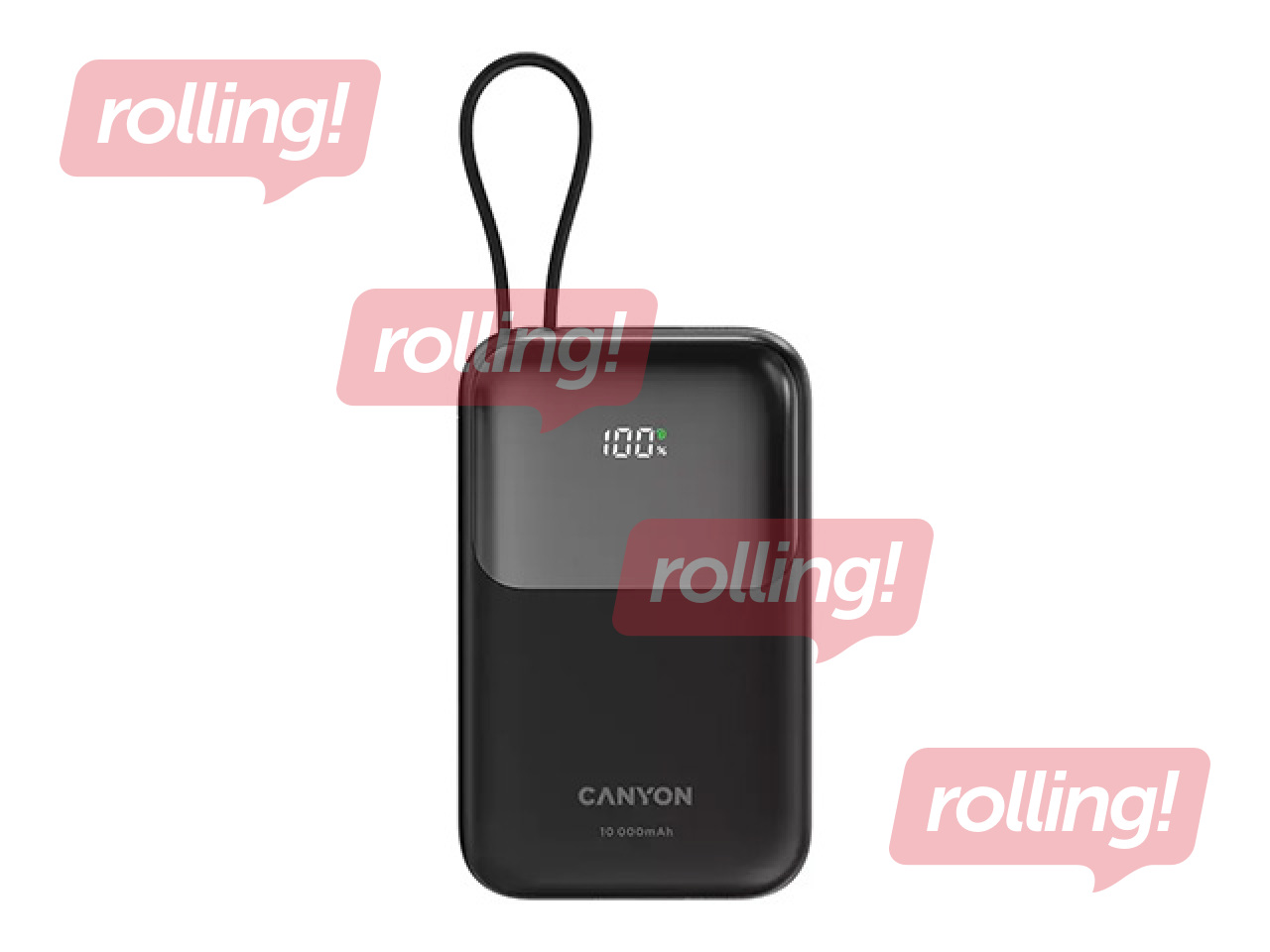 Mobiililaadija Canyon OnPower 101, 10000mAh, PD 22,5W, kaabliga, must