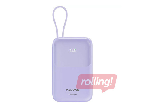 Mobiililaadija Canyon OnPower 101, 10000mAh, PD 22,5W, kaabliga, lilla