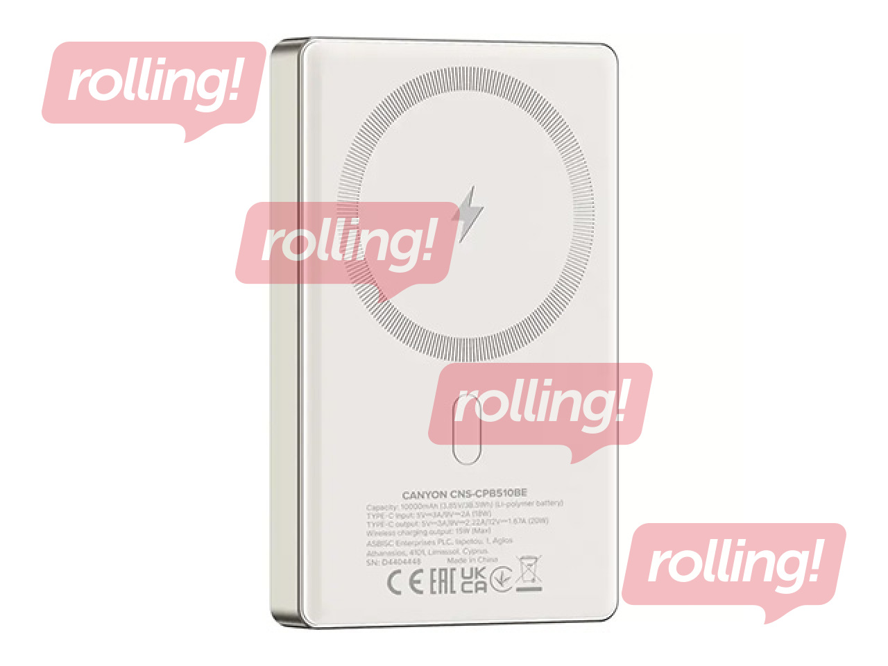 Magnetiline mobiililaadija Canyon OnPower 510 slim MagSafe PD 20W, 10000mAh, beež