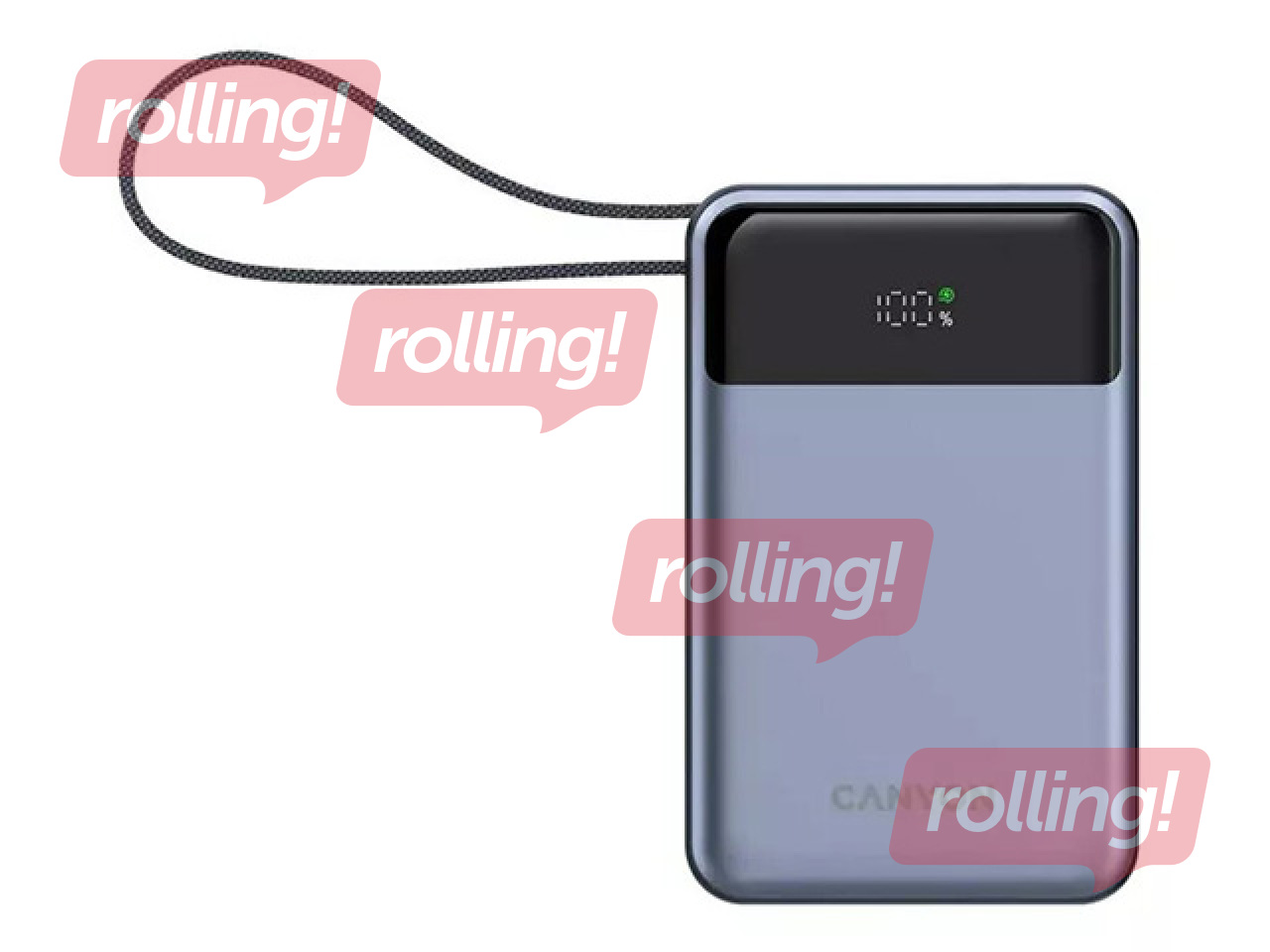 Mobilais lādētājs Canyon OnPower 600 PD 65W, 20000mAh, ar vadu, tumši pelēks