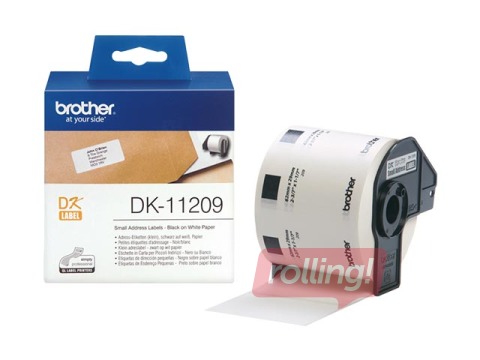 Kleepkirjalint Brother DK11209, väikesed aadressi kleebised 29x62mm, 800 kleebist 