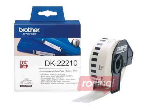 Tape Brother DK22210, rolling paper tape 29mm x 30.48m, white thermal paper