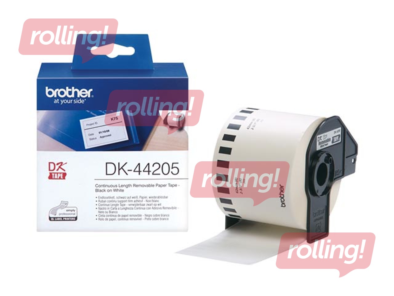 Brother DK-44205 Papīra lenta 62mm*30.48m/ balta/noņemama