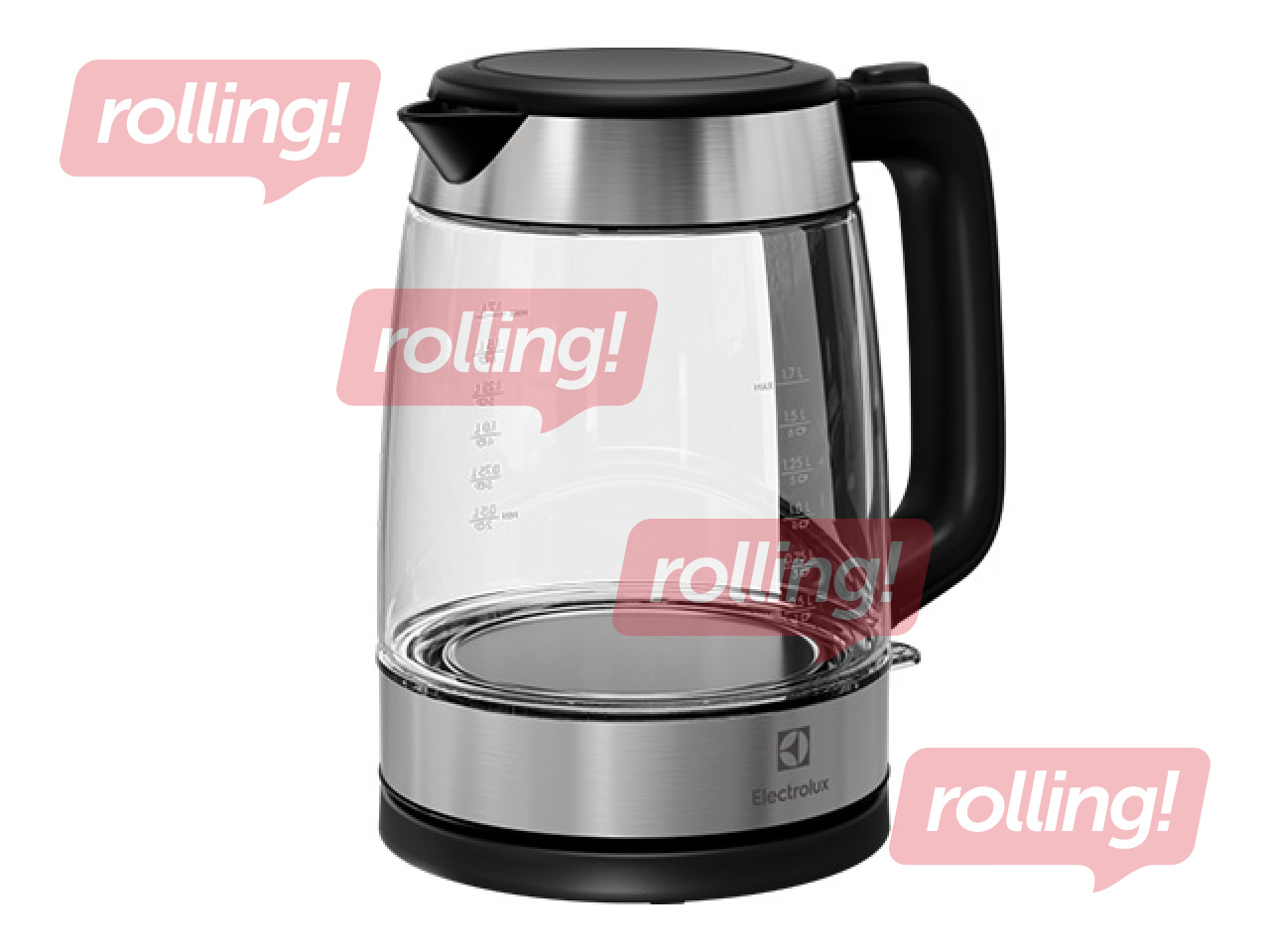 Electric teapot Electrolux 1.7L, 2200W, glass, stainless steel