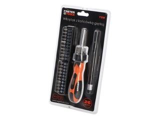 Screwdriver 1/4 '' +26 bit set + flexible extension