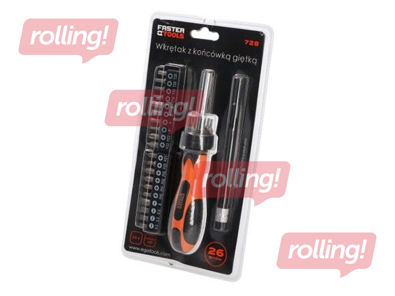 Screwdriver 1/4 '' +26 bit set + flexible extension