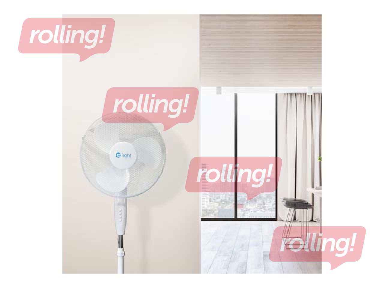 Põrandaventilaator Eco light, valge, 40cm, 45W