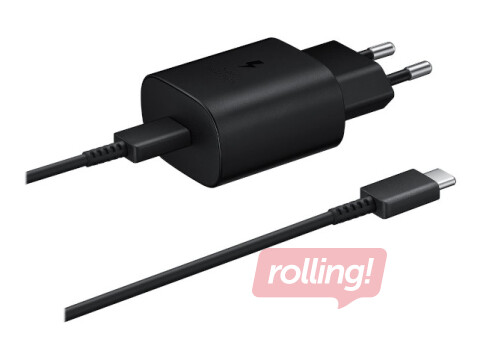 Зарядное устройство Samsung EP-TA800, Type C, + кабель, 25W, 1.0 m, черный