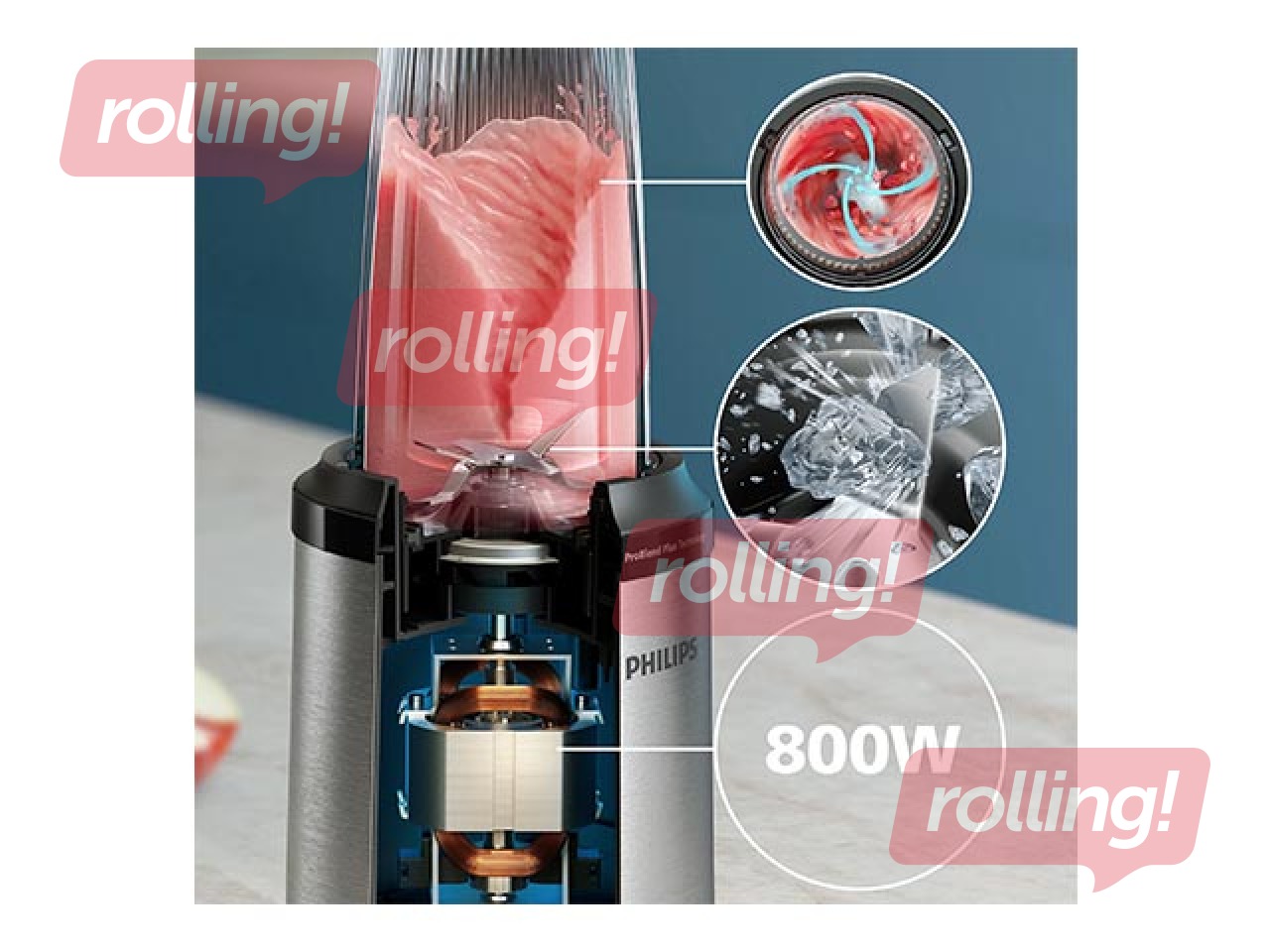 Blenderis Philips 5000 series, 800W, pelēks ar melnu