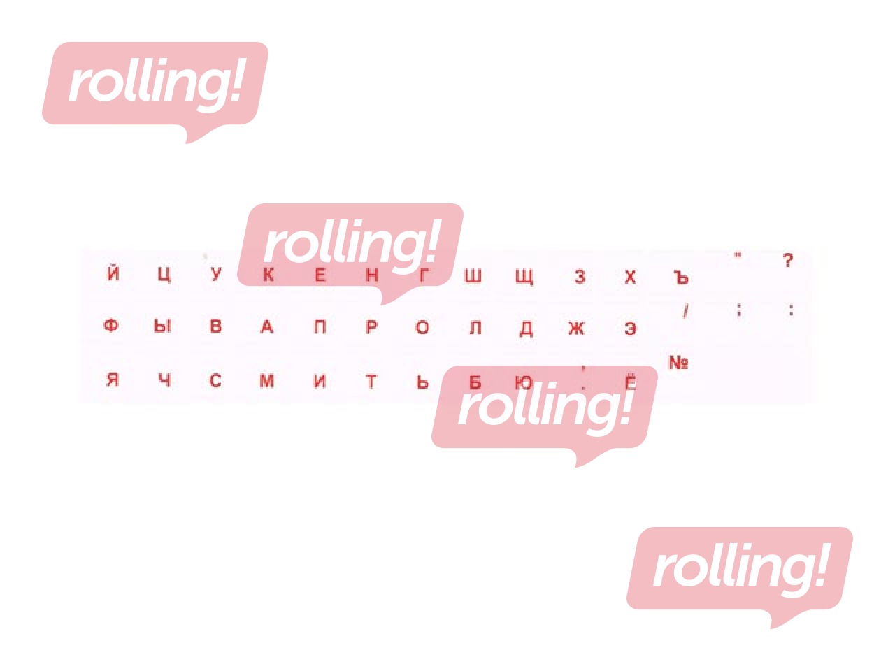 Keyboard sticker Transparent/Red, RUS