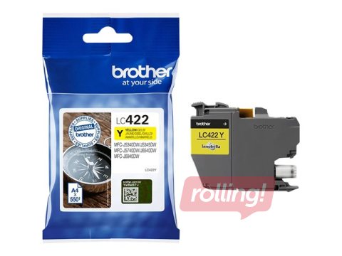 Tindikassett Brother LC-422Y, kollane (550 lk)