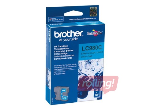 Чернильный картридж Brother LC980, голубой, (260 стр.)