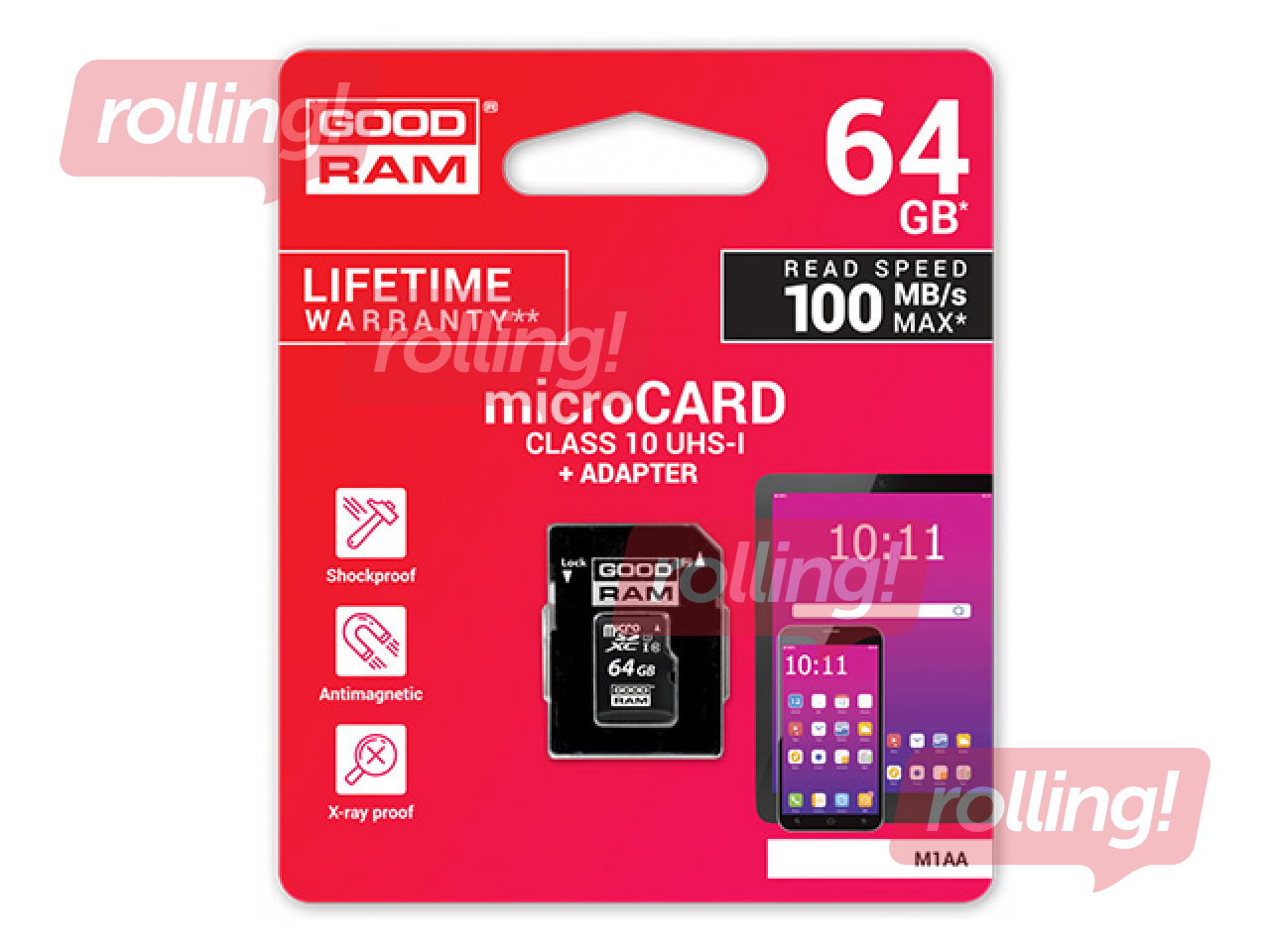 Mälukaart Goodram 64GB microSDXC class 10 UHS I + Adapter