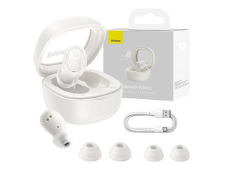 Bezvadu austiņas Baseus Bowie WM02 TWS, Bluetooth 5.0 (baltas)