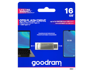 Mälupulk Goodram ODA3 USB 3.2 / USB Type-C 16 GB, hõbedane
