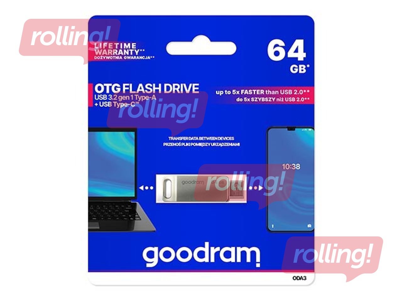 Goodram ODA3 USB 3.2 / USB Type-C 64GB Silver