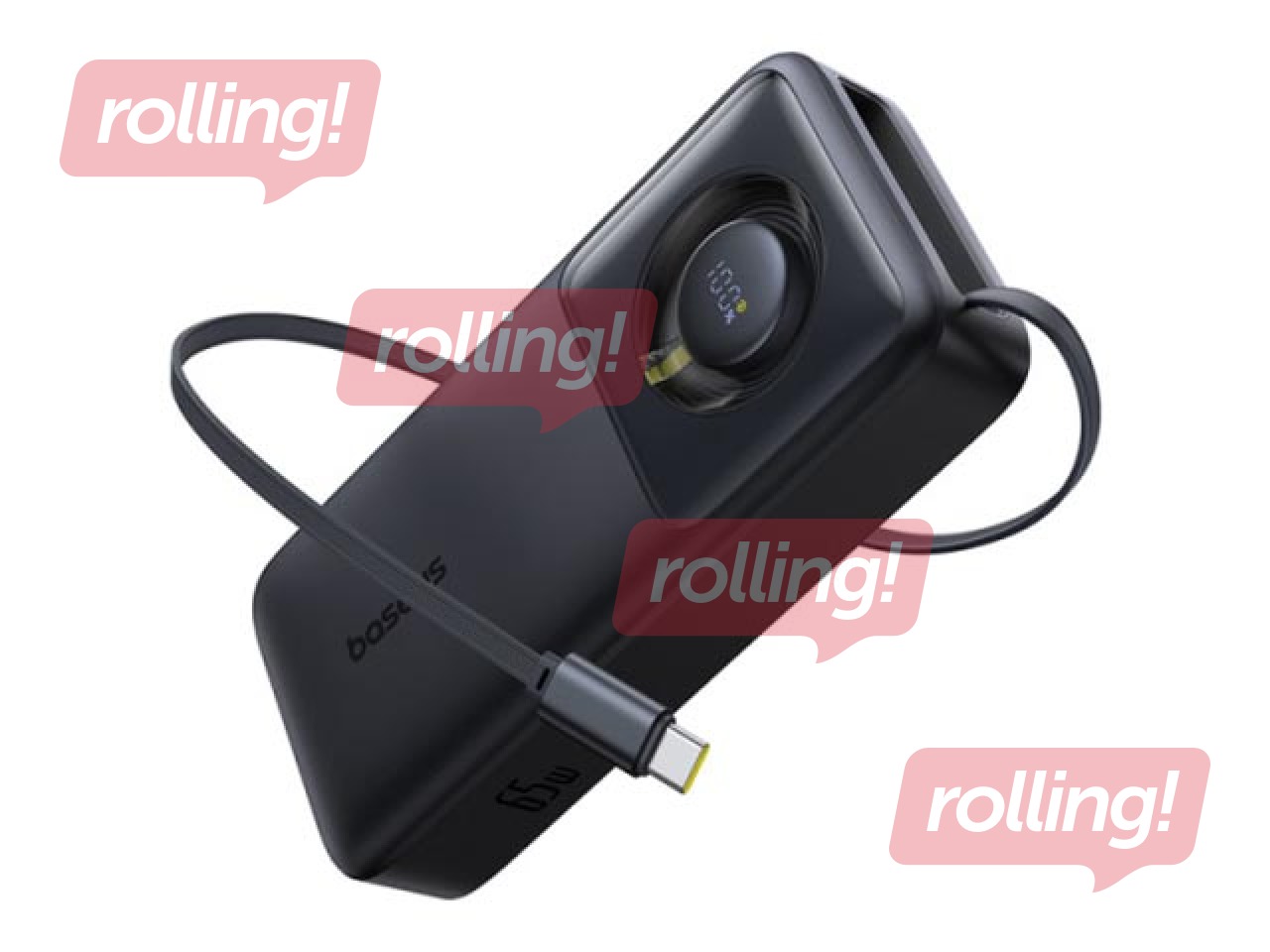 Mobiililaadija Baseus Free2Pull, 20000mAh, 65W, kaabliga, must