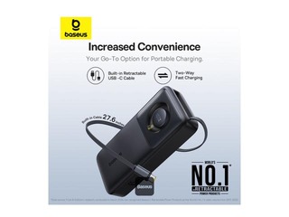 Mobiililaadija Baseus Free2Pull, 20000mAh, 65W, kaabliga, must