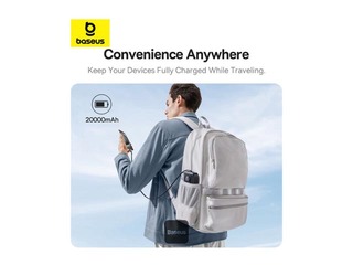 Mobiililaadija Baseus Free2Pull, 20000mAh, 65W, kaabliga, must