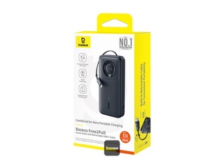 Mobiililaadija Baseus Free2Pull, 20000mAh, 65W, kaabliga, must