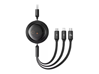 Ühenduskaabel Baseus, Free2Draw USB – Type C/Lightning/Micro USB 100W, 1.1m, must