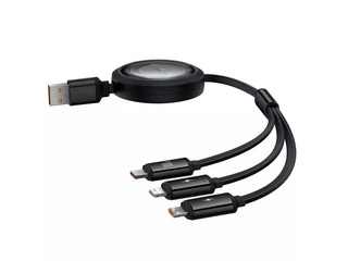 Ühenduskaabel Baseus, Free2Draw USB – Type C/Lightning/Micro USB 100W, 1.1m, must