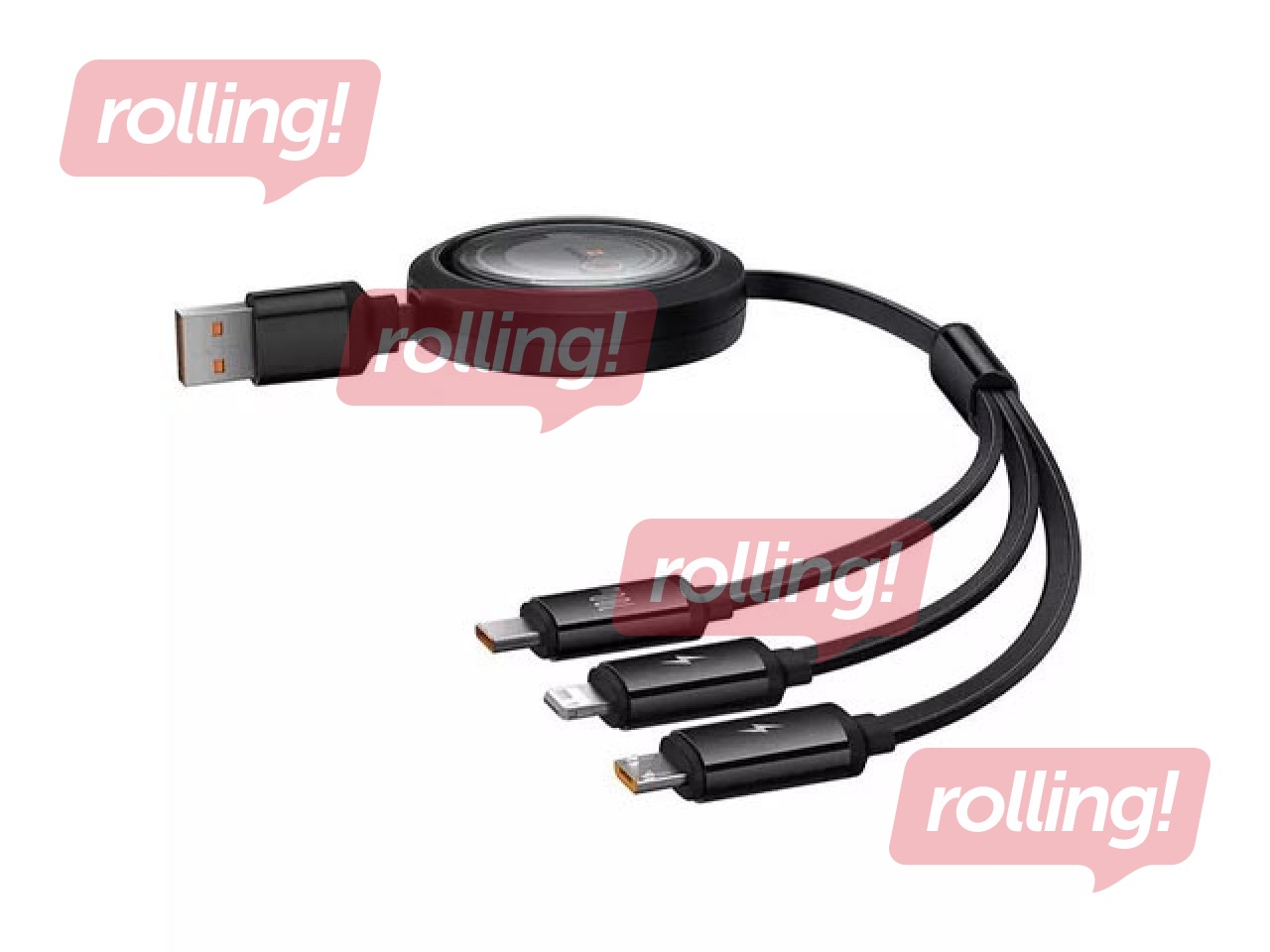 Ühenduskaabel Baseus, Free2Draw USB – Type C/Lightning/Micro USB 100W, 1.1m, must