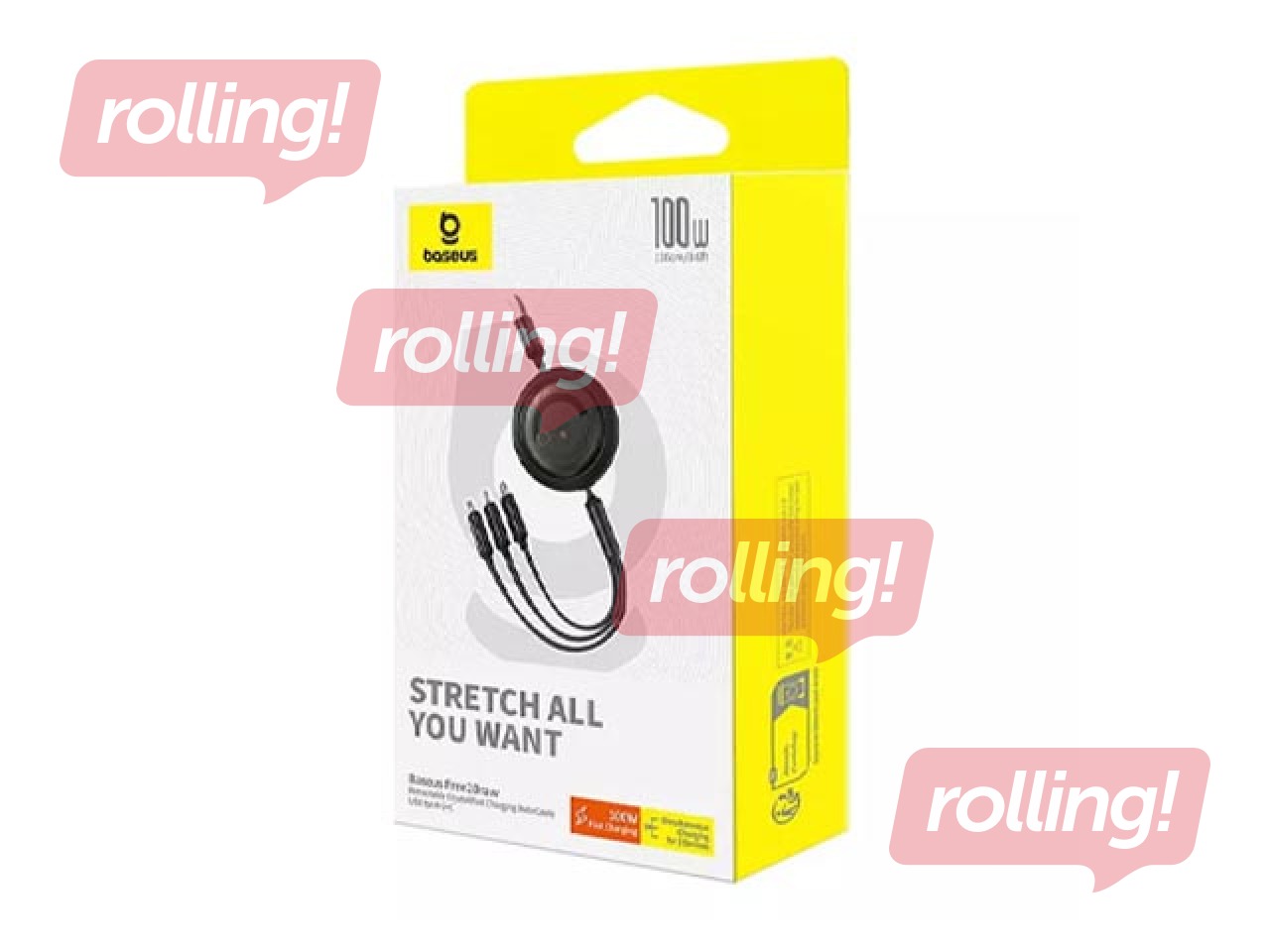 Ühenduskaabel Baseus, Free2Draw USB – Type C/Lightning/Micro USB 100W, 1.1m, must