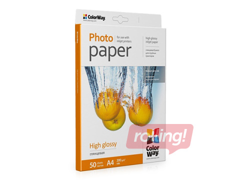 Photo paper, glossy ColorWay, A4, 200 g/m², 20 sheets